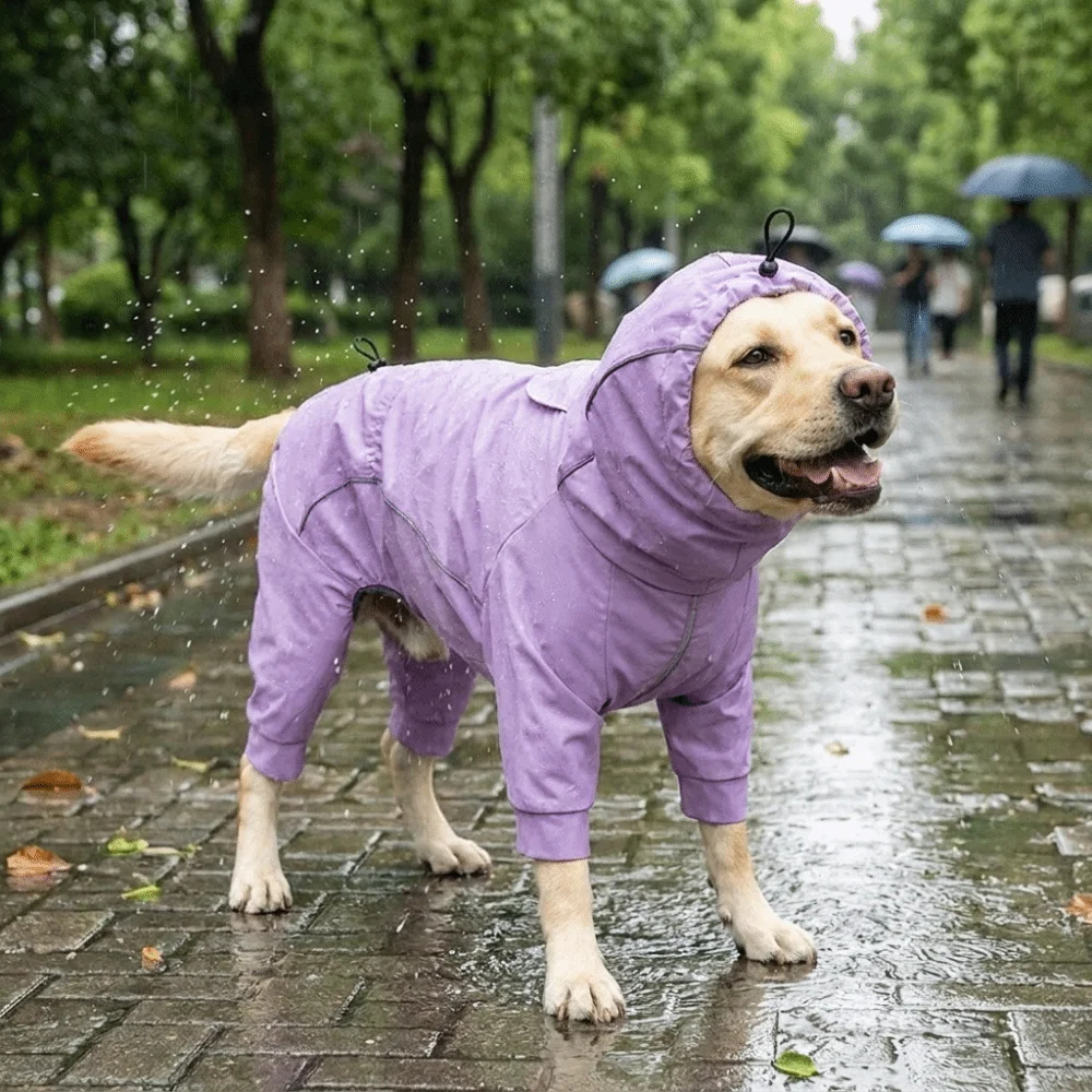 Waterproof Dog Hooded Raincoat Breathable Quick Dry Pet Waterproof Clothes Adjustable Hood Windproof Dog Rain Jacket Outdoor - view 4