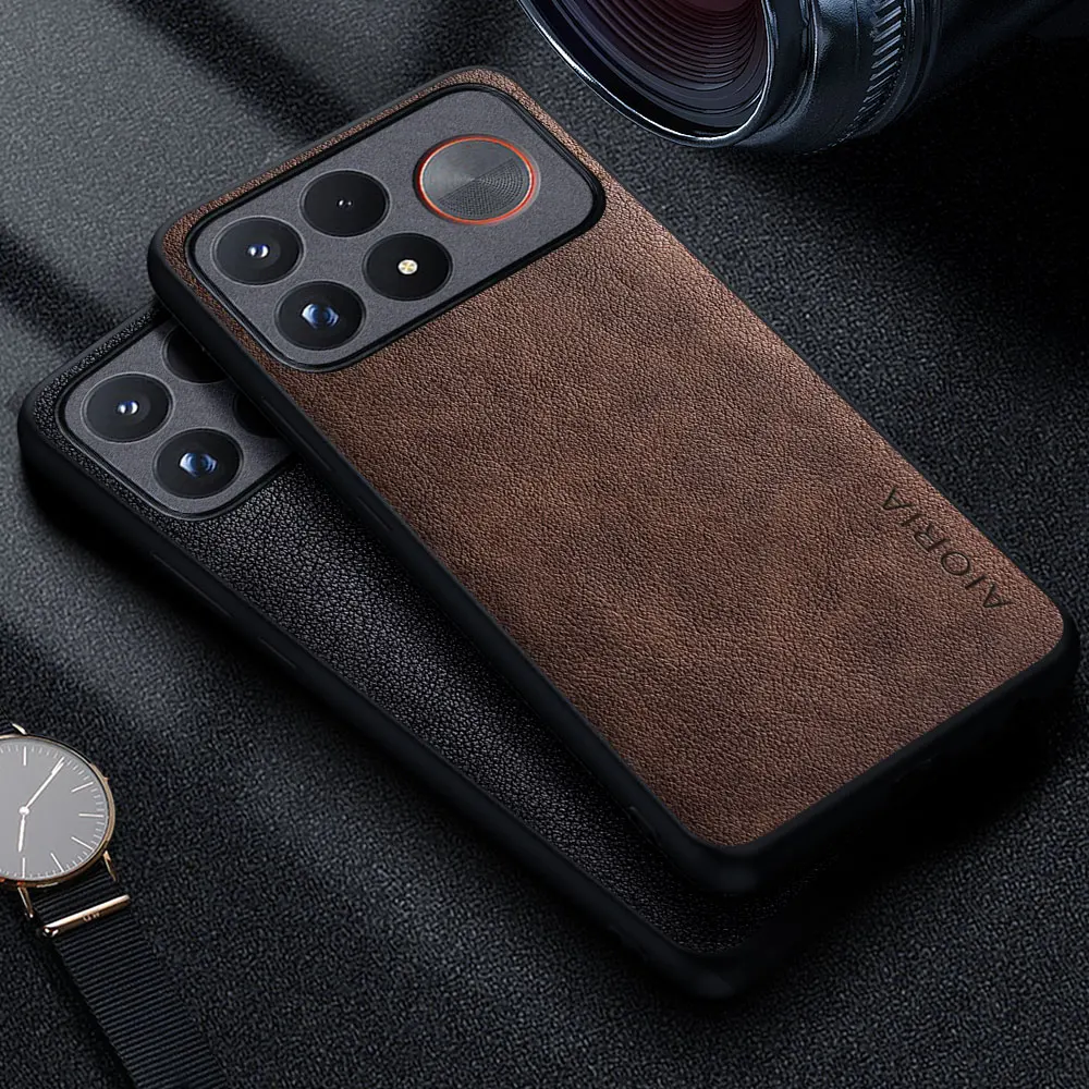 Premium PU Luxus-Leder-Handyhülle für Xiaomi Poco F9 F8 F7 Pro Ultra Retro Business-Stil Einfarbige Schutzhülle funda