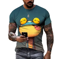 New Fashion Casual Funny Creative Patterns T-shirt For Men Personality 3D Printed Round Neck Cartoon Graphic Short Sleeve Tees