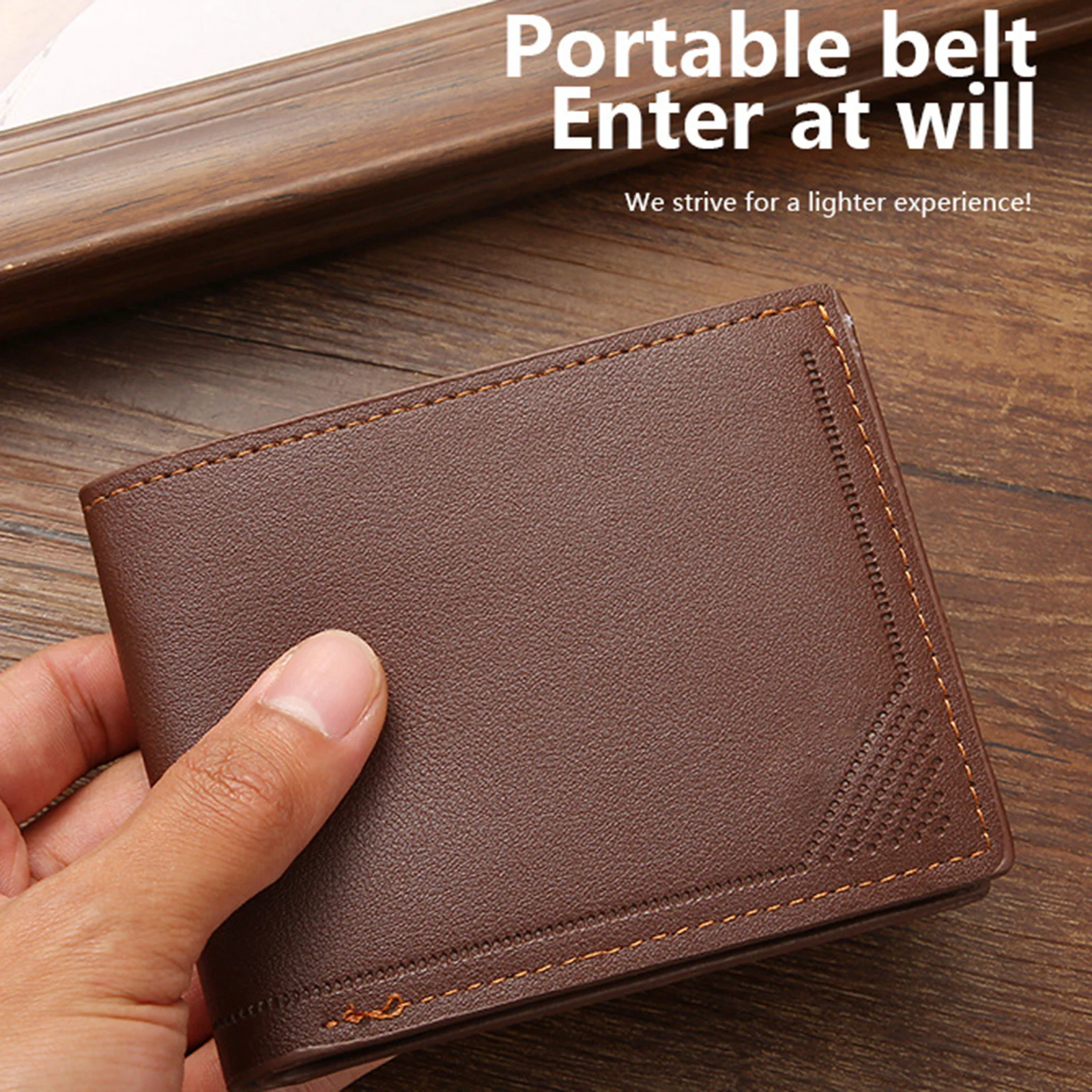 محفظة رفيعة للرجال بتصميم أفقي قصير، حامل بطاقات رفيع من جلد البولي يوريثان مع فتحة متعددة، حامل أموال عمل للرجال فكرة هدية #1