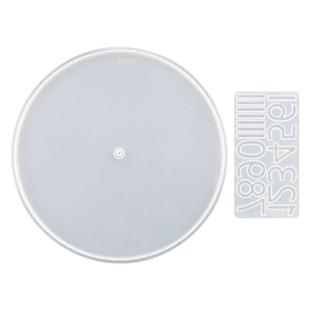 

2Pcs Clock Glue Dripping Mold Epoxy Silicone Resin Dial Crafts Supplies Round Molds Arab Numerals Clear Home Office Decor