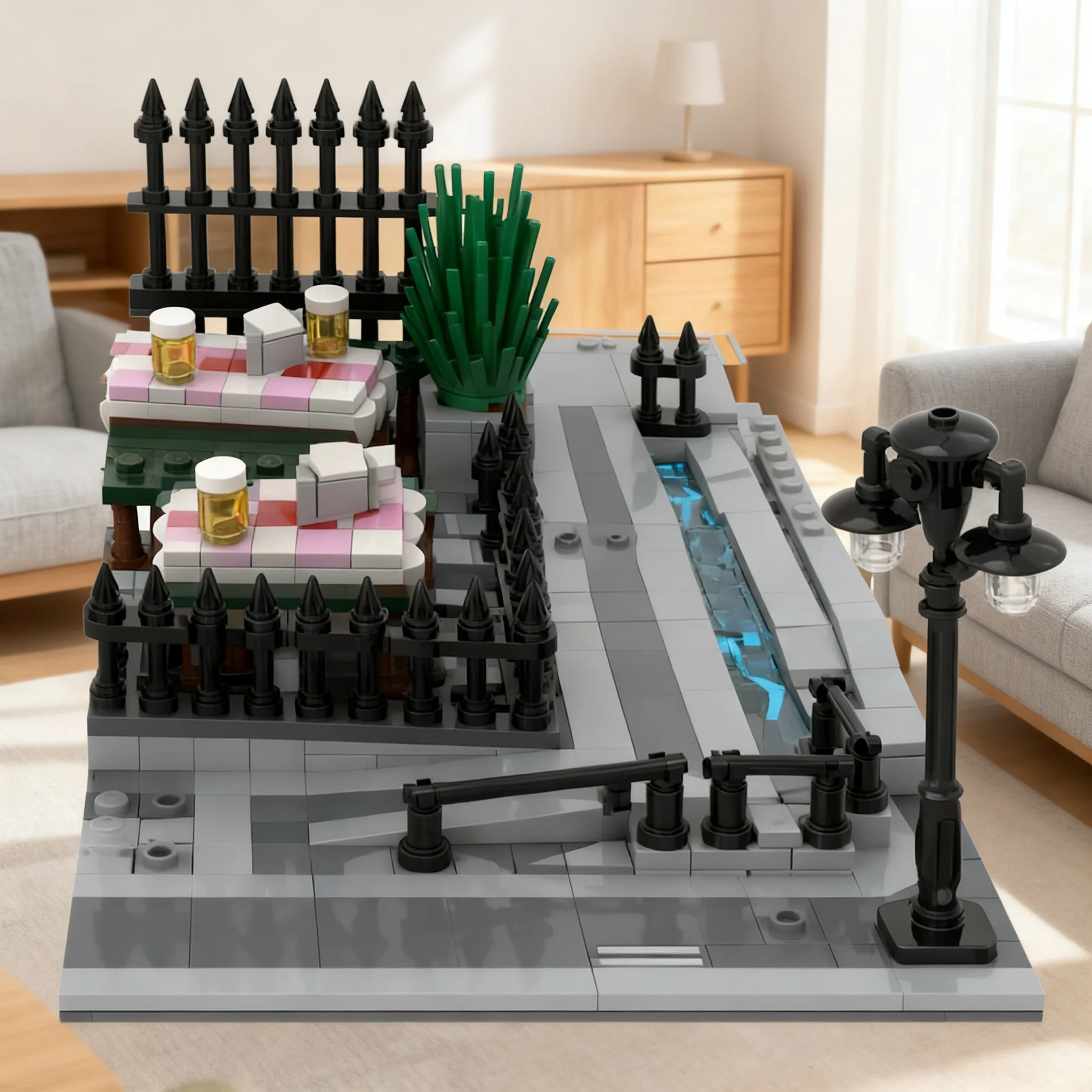 533pcs MOC BrickLink Designer Program Brick Cross extension Beer garden and wheel Model Building Blocks Christmas Gift Art Craft