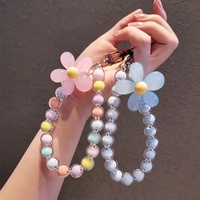 Phone Anti-lost Lanyard Key Short Wrist Pendant Colorful Macaron Round Bead Pendant Women's Hand-held Chain Mobile Phone Lanyard