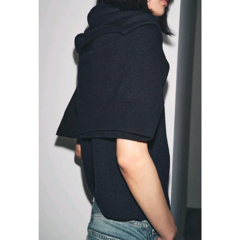 Neue Herbst frauen runde Ne Svel Weste Mit Knöpfen Rippen Gestrickte Casual Sle Polyester Faser Oberbekleidung