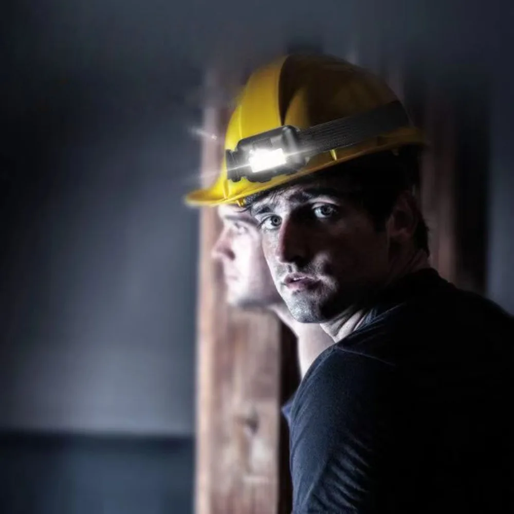 مصباح أمامي ليد COB مع بطارية ، مصباح أمامي صغير ، 3 أوضاع ، كشافات مقاومة للماء للتخييم في الهواء الطلق والمشي لمسافات طويلة