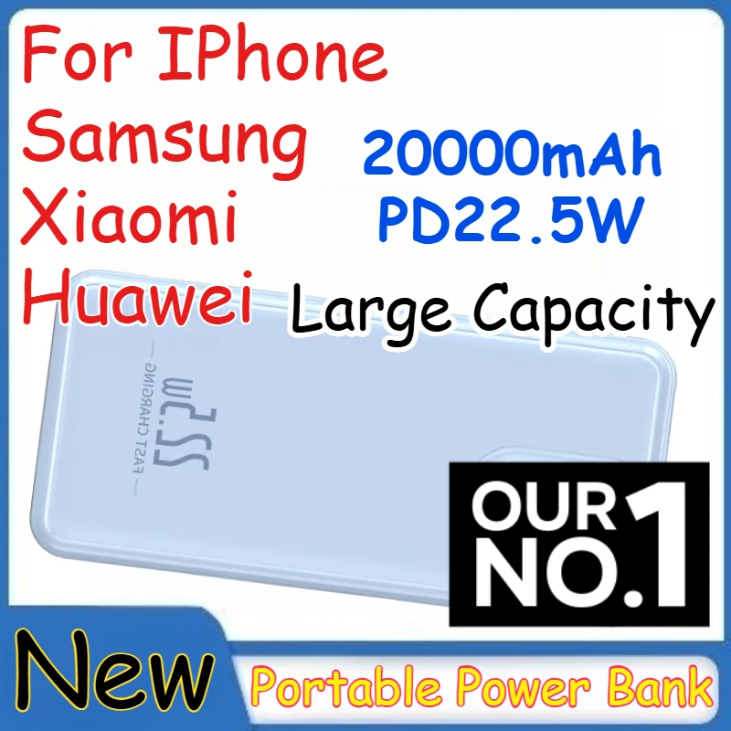 

Power Bank 20000mAh PD22.5W Fast Charging for IPhone Samsung Xiaomi Huawei Portable Power Bank
