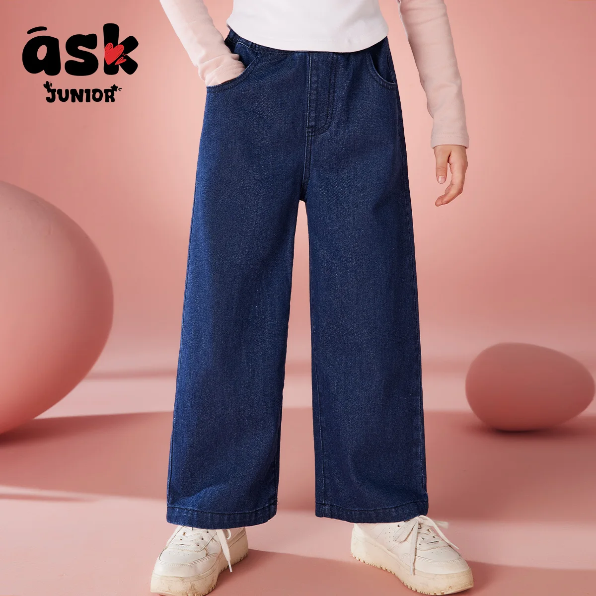 اسأل جينز جونيور للأطفال الخريفي الكلاسيكي ذو اللون الأساسي واسع الساق #3