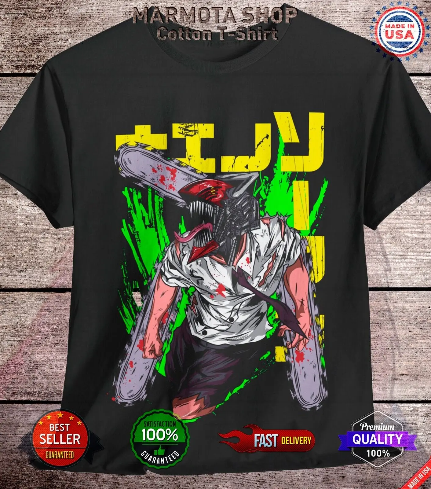 Denji Chainsaw Man Shirt Anime Tee T-Shirt Pochita Horror Manga Otaku Makima