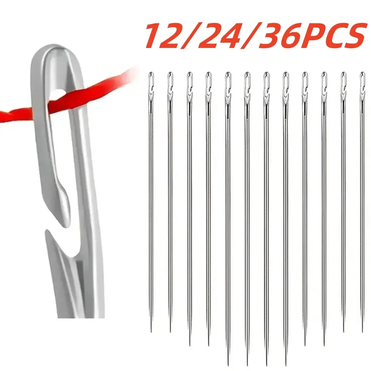 36/12Pcs Blind Sewing Needles Stainless Steel Elderly Needle-side Hole for Household Sewing DIY Jewerly Beading Threading Needle