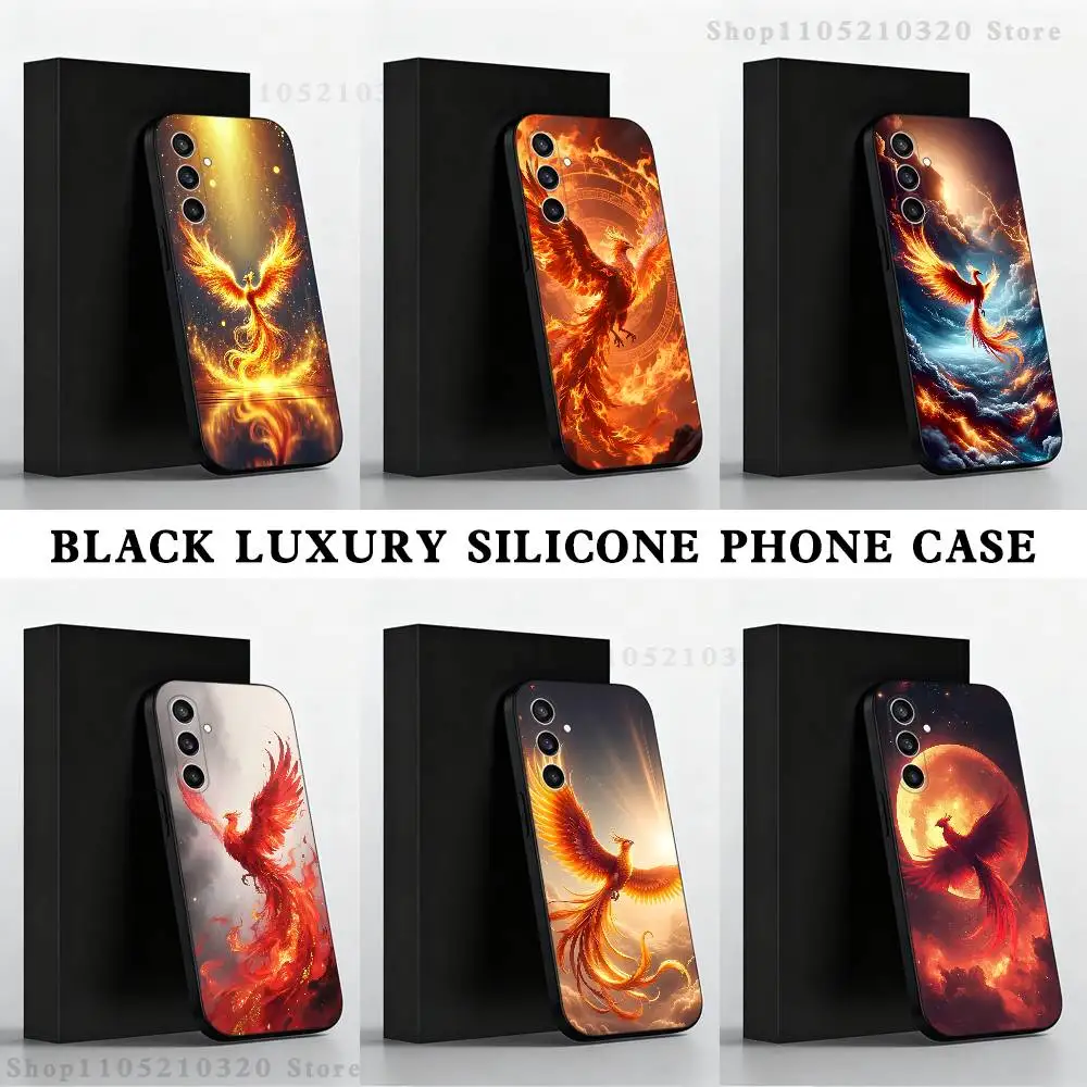 

Phoenix art Phone Case For Samsung S 25,24,23,22,30,21,10,9,Ultra,Plus,Lite,FE,4,5 G Black Soft Case