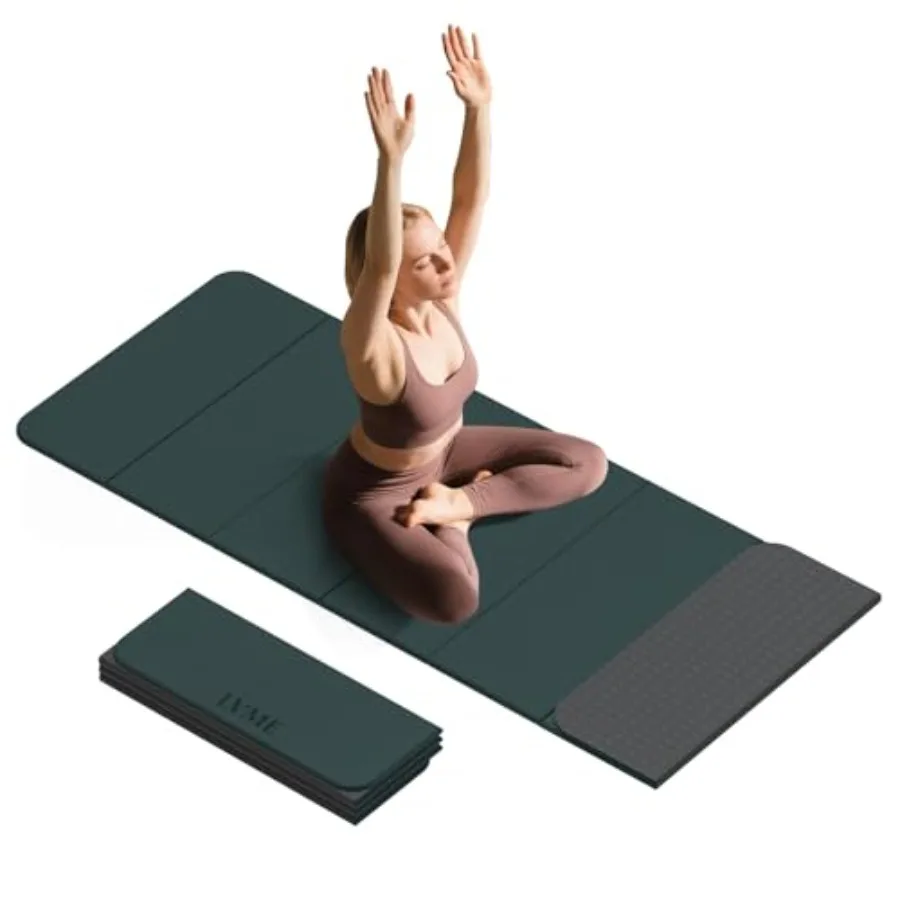 

Складной коврик для йоги толщиной 0,32 дюйма (8 мм), сертифицированный SGS, нескользящий, 71 x 24 дюйма, складной для путешествий, пилатеса, кемпинга, экологичный.