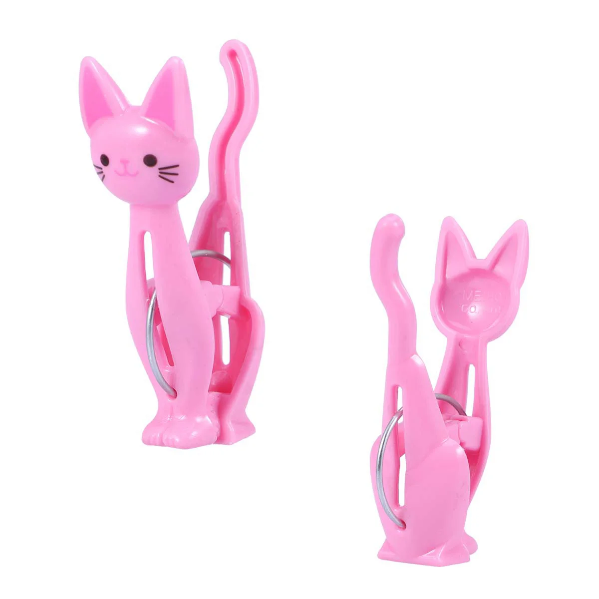 

4Pcs Creative Plastic Clothespins Cartoon Cat Laundry Hanging Clothes Pegs Beach Towels Clips Household Sealing Clips (Pink)