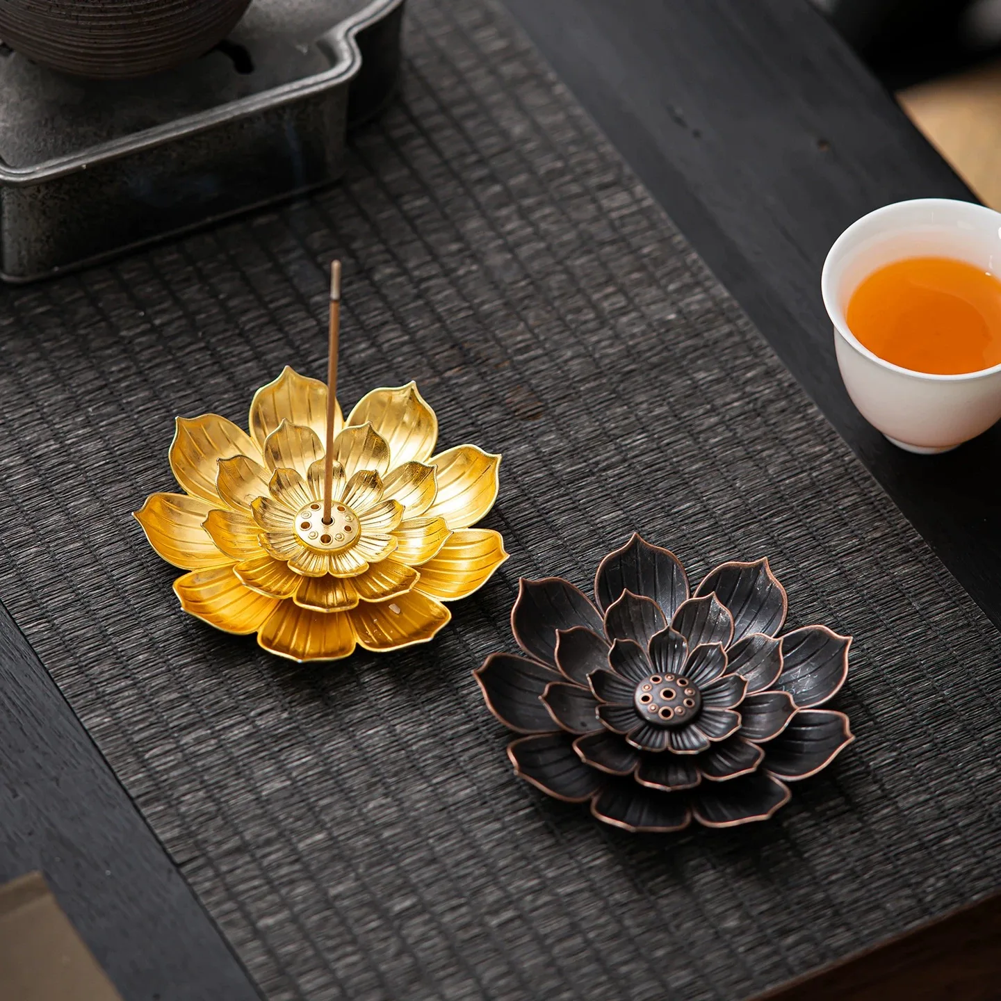 Buddhism Lotus Line Incense Alloy Incense Burner Stick Holder  plate Sandalwood Coil Base Temples Yoga Studios Home Decoration