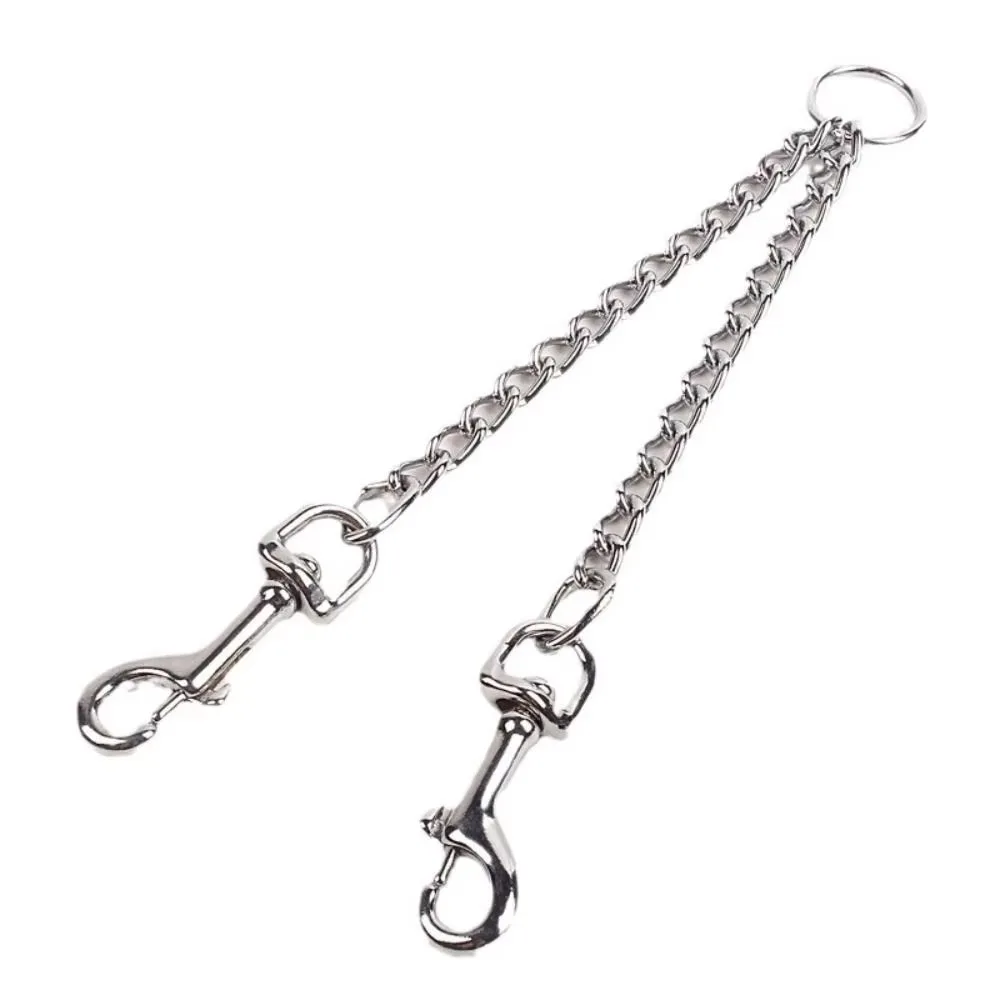 

Stainless Steel 2 Way Dog Leash Wear Resistant Double Hook Dog Coupler Rope Multifunctional Sturdy Twin Lead for Two Dogs