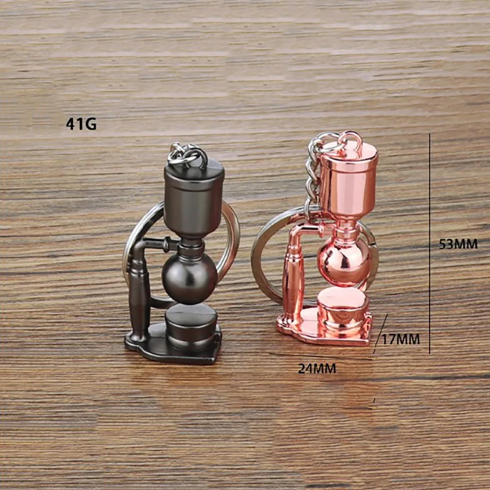 Metal 3D Creative Coffee Keychain Mini Pitcher Moka Pitcher Keyring Creative Cute Creative Barista Coffee Keychain Girl Gift
