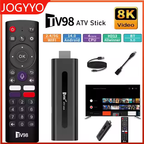TV98 ATV Smart TV Stick Android 14 ATV Allwinner H313 Support 2.4G&amp;5G Wifi HD 4K 8K TV Box BT5.0 1GB 8GB Voice remote TV Box