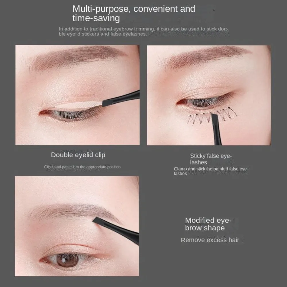 Slant Tweezers Shape Hair Pluckers Cartoon Cat Pattern Black Eyebrow Trimming Ultra-thin Spray Paint Eyelash Tweezers