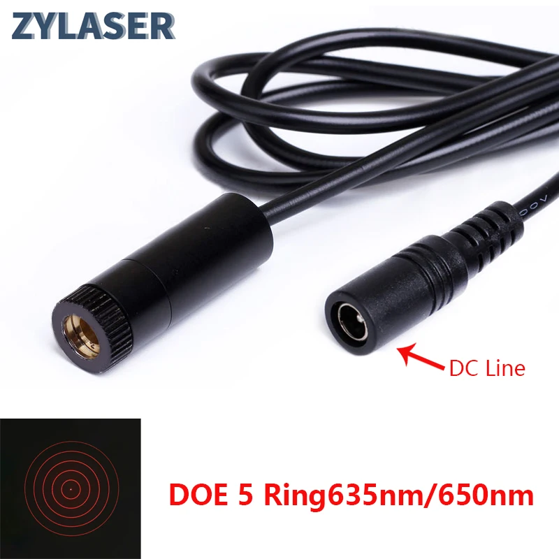 Red 5 Ring DOE Focusable D12x45mm 635/650nm Laser Module 10mw 30mw 50mw 100mw for Wood Positioning Cutting with Bracket,adapter