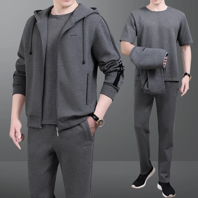 Mens Casual Sport Tracksuits Sportswear Jackets + Pants 3 Piece Male Running Jogging Suit Outfits Warm Fitness Outdoor Wear - Image 3