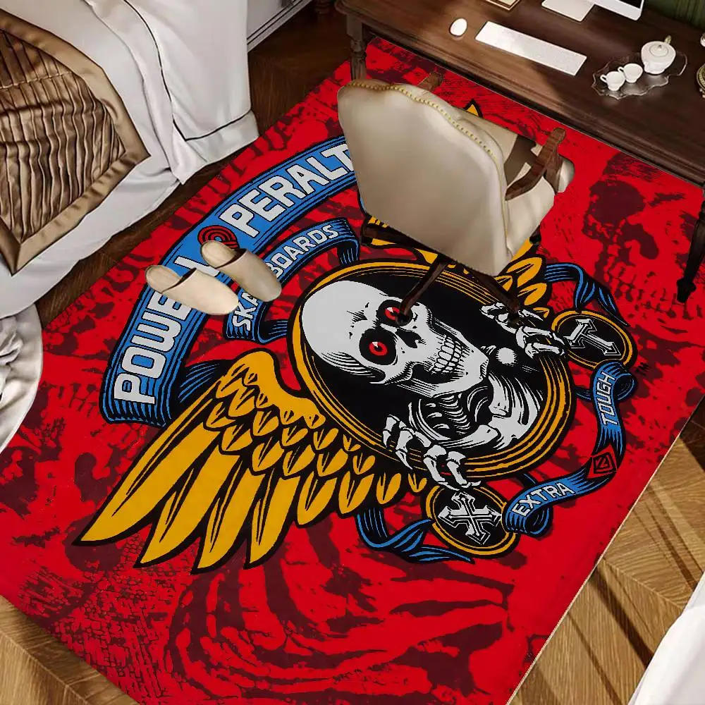 Skateboard P-Powells Skull P-Peraltas Door Mat Washable Non-Slip Living Room Sofa Chairs Area Mat Kitchen Doormat Area Rug