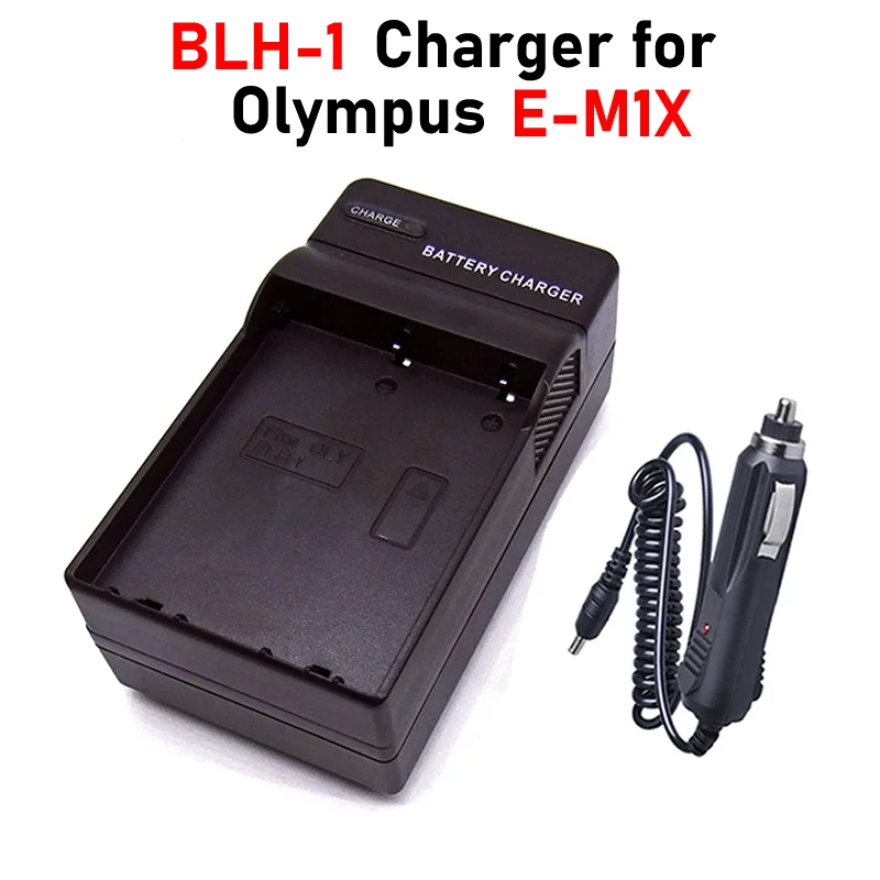 E-M1X Charger BLH-1 Battery Charger with Car Charger for Olympus OM-D E-M1X Battery Charger