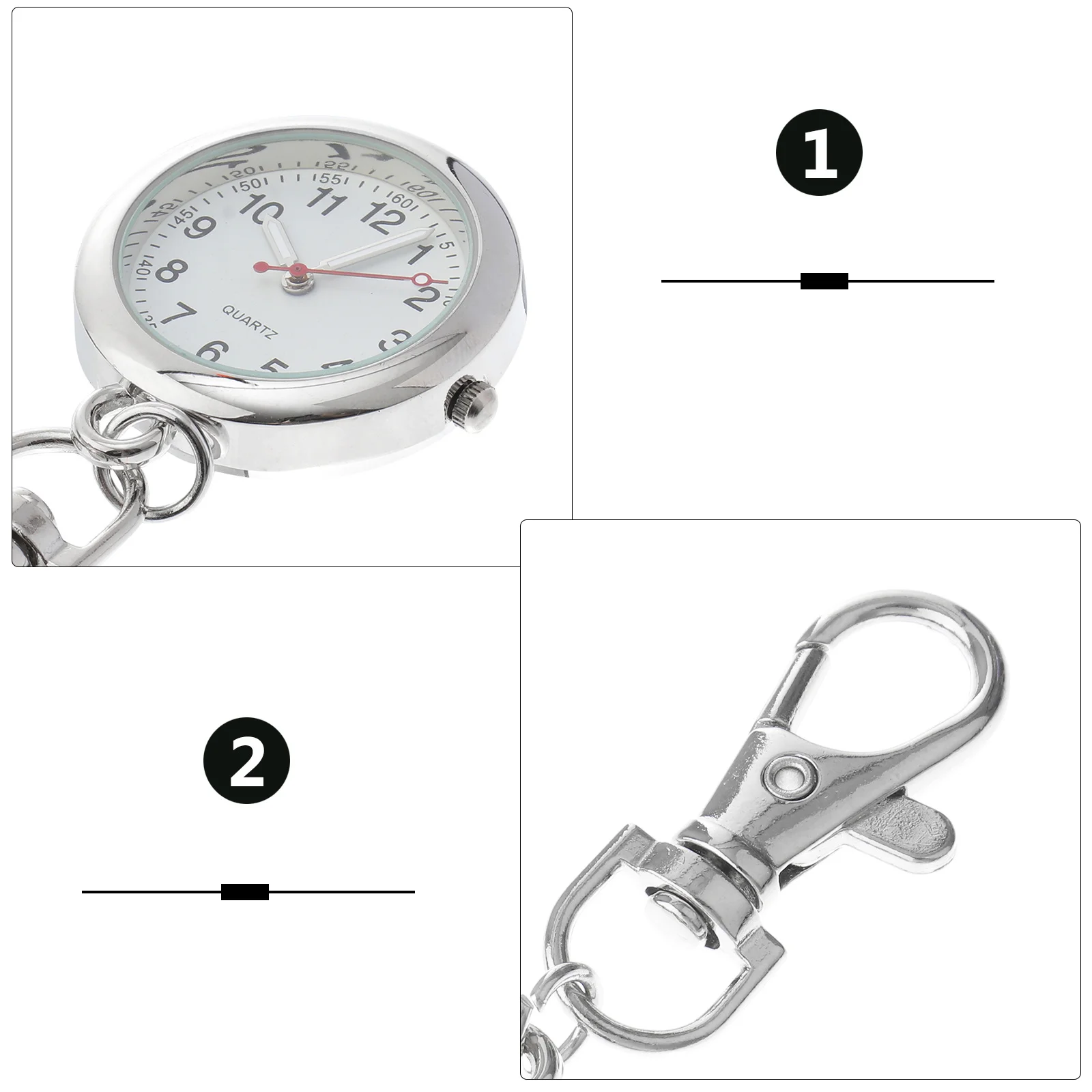 

1Pcs Pocket Watch Key Ring Stylish Design Decorative Effect Easy to Read Time Practical Gift for Medical Staff Metal Nurse Watch
