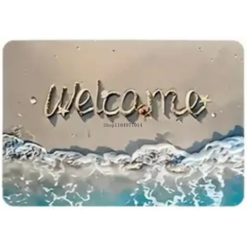 

Ocean print blue sky welcome pattern doormat, suitable for corridors, bathrooms, bedrooms, outdoors, can be used in all seasons