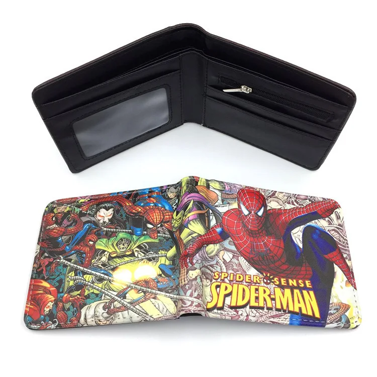 Cartera plegable de Marvel para hombre y mujer, tarjetero con Clip para tarjetas de identificación, regalo de Cosplay de dibujos animados