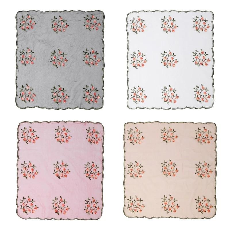 

Q39C Trendy Flower Embroidered Scarf Decorative Shawl for Women Girl Travel Essential