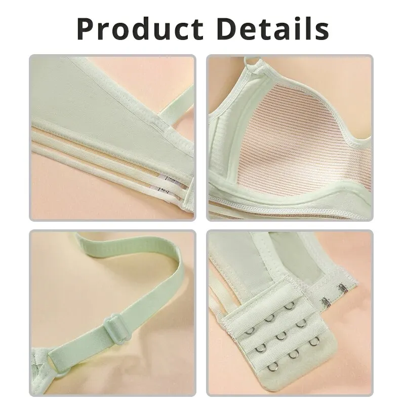 Screw Thread Fixed Cup Young Girl Bra Thin Cup Large Chest Appears Smaller Bra Comfortable Breathable Sporty Shockproof