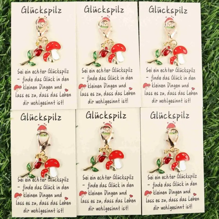 1/5/10/20/50/100pcs Fun Mushroom Pairing Tulip Bouquet Series Keychain Set with Positive Mushroom Cards Creative Backpack Hanger