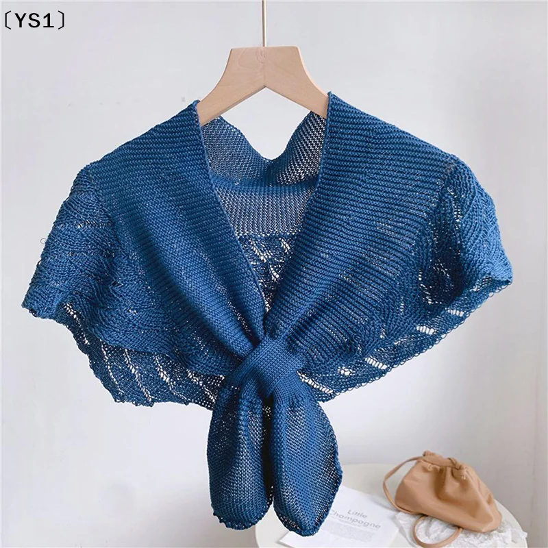 

〔YS1〕Women Knitted Warm Shawl Plain Neck Guard Scarves Solid Color Blouse Shoulders Fake Collars Summer Air Conditioning Outer W