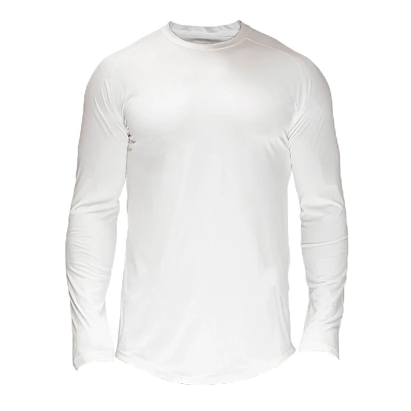 Plain Quick Dry Mesh Fitness T Shirt Men Solid Extend Long Sleeve T-shirt Slim Fit Tees Gym Clothing Bodybuilding Tshirt