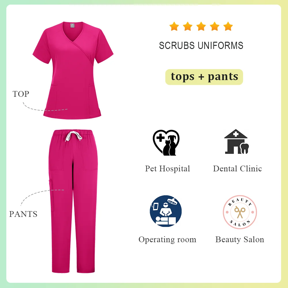 外科スクラブ女性看護 Enfermeria セットトップパンツ記事医療制服スクラブ臨床美容サロンスパ病院スーツ