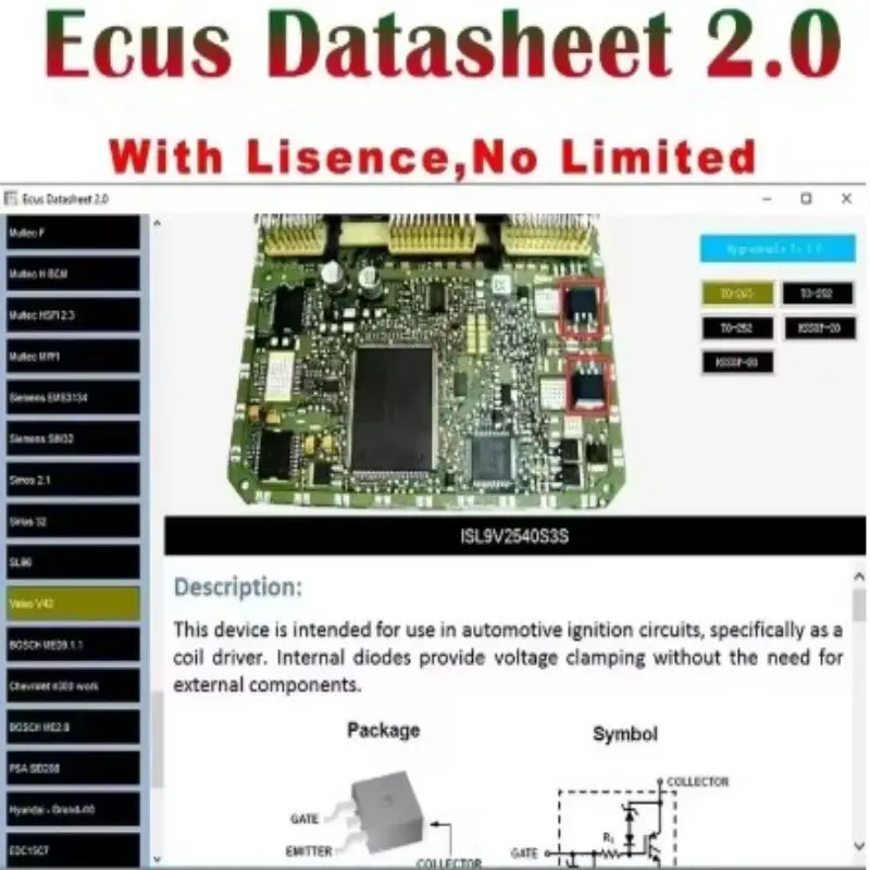 

Ecus Datasheet 2.0 ECU Repair Software PCB Schematics with Electronic Components Additional Automotive ECU Information for IAW B