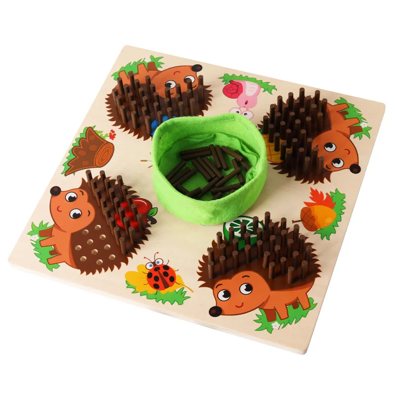 

Children's Puzzle Sensory Stick Hedgehog Game Toys Wooden Parent-Child Interactive Tabletop Game Early Learning Toys