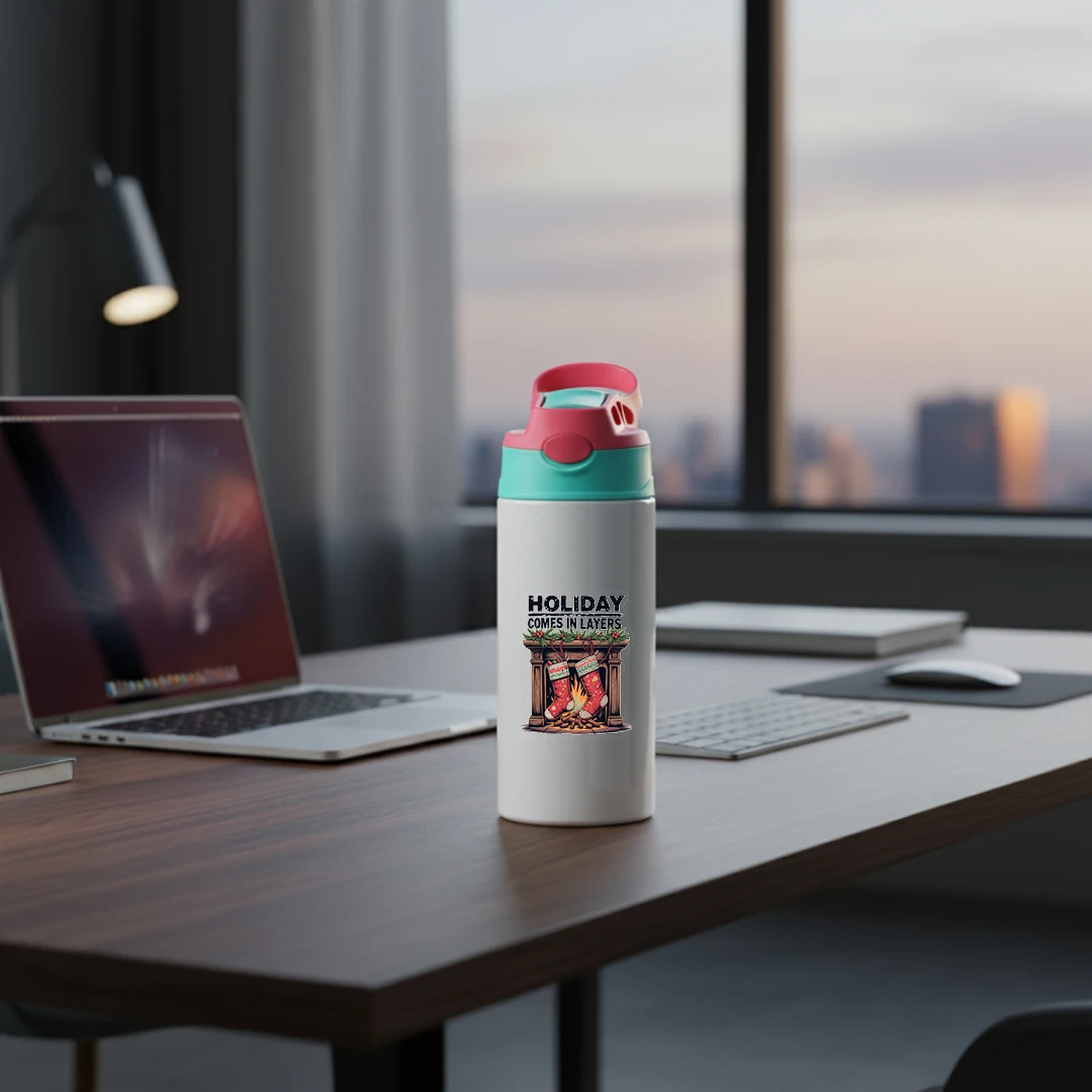 Tasse thermique en acier inoxydable 304 + arbre de noël de dessin animé, tasse en paille double couche pour enfants, le choix cadeau le plus chaud pour noël