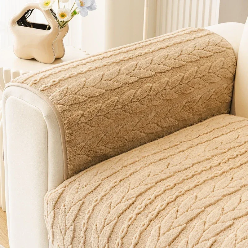 Cat Scratch  Resistant Winter Warm Wheat Pattern Sofa Slipcover multi-size Textured Anti-slip Sofa Cushion Pet Friendly Sofa pad