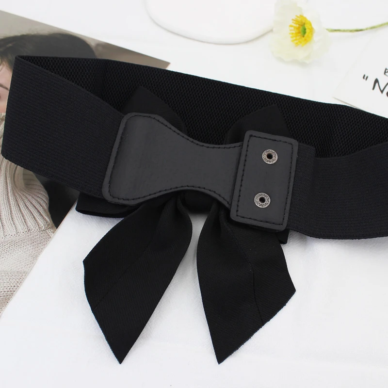 Fashion Women Big Bow Waistband Elastic Wide Stretch Waist Belt Belts Straps For Girls Clothes Dress Belt Waistband Accessories
