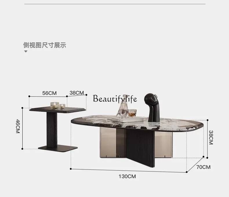 

yj21 Italian minimalist luxury stone coffee table living room advanced acrylic light luxury special-shaped coffee table