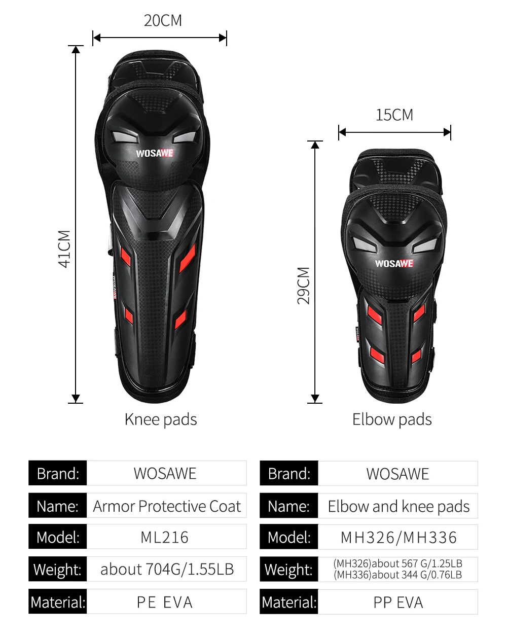 WOSAWE Motorcycle Armor Vest Knee Elbow Pads Protector Cycling Motocross Off-Road Ski Body Protective Motorcycle Jackets