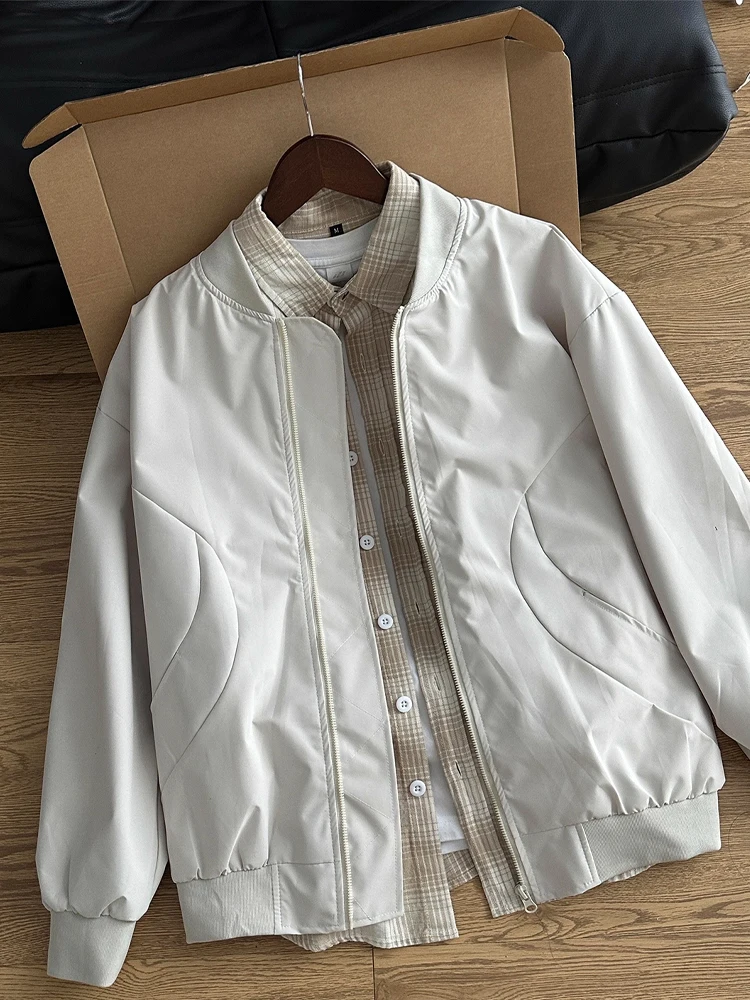 

American Sle ort Baseball Collar Jaet Men's Casual Versatile High-End Feeling Loose Workwear Flight Jaet Autumn