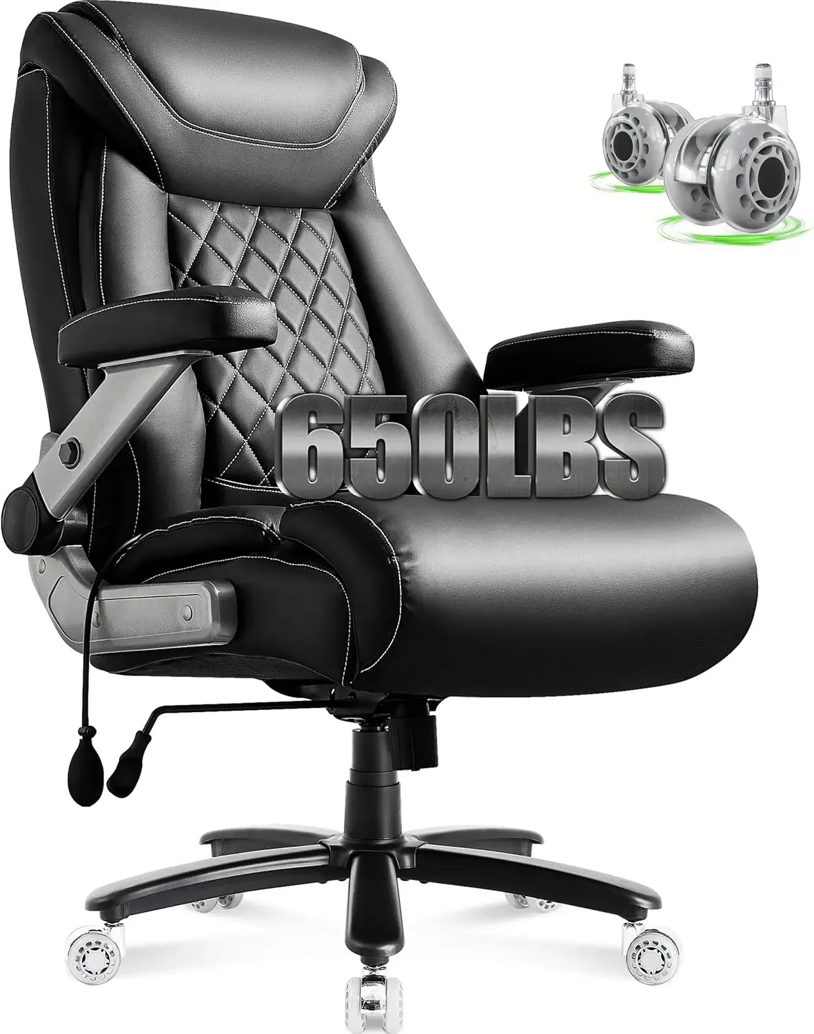 [High-Quality, Hot Deal!]Large Big and Tall Office Chair 650lbs with Thick Spring Cushion, 5D Flip Arm Ergonomic Executive Offic