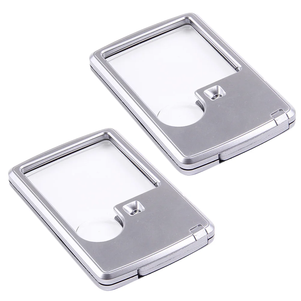 

2pcs LED Glass With Bright Light ABS And Acrylic Handheld Reading Magnifier Portable Square Magnifier For Seniors