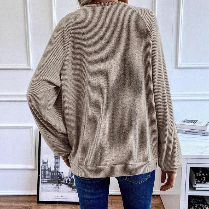 

Casual Loose Long-sleeved Blouse 2025 Autumn and Winter Color Matching Pullover Women's Sweater