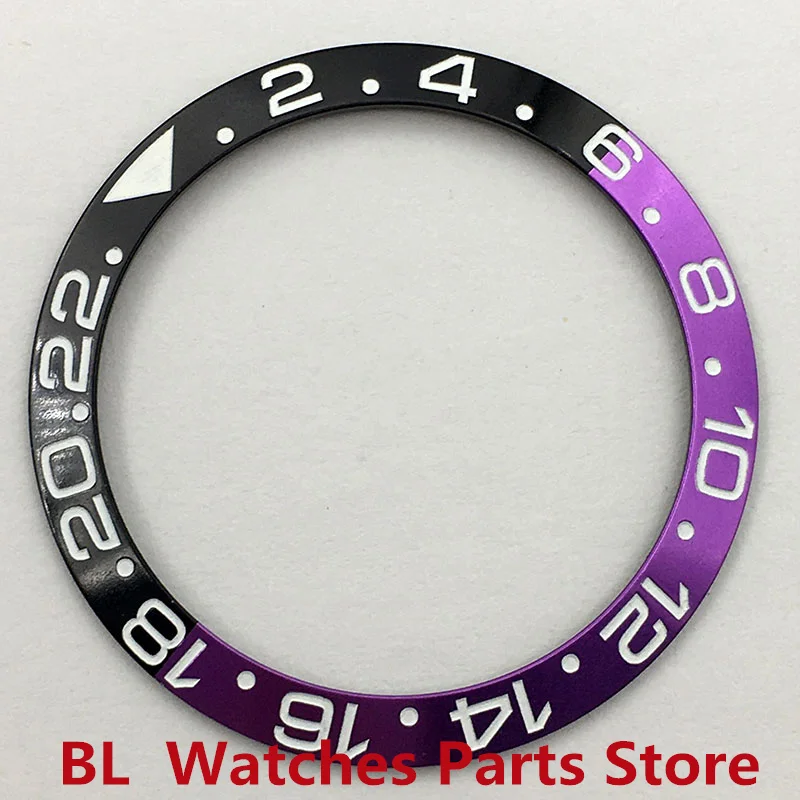 BLIGER High Quality 38mm Watch Bezel Black Purple/Blue Purple 24 Hours Bezel Insert For 40mm Watch Case Replacement Watch Part