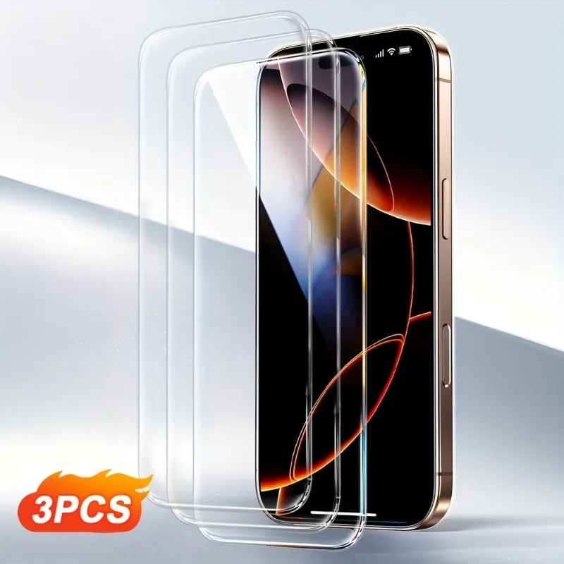 3Packs HD Tempered Glass Screen Protector for iPhone 16 Pro Max 15 14 13 12 11 Pro Mini XS Max 8 7 Plus Anti Scratch Durable