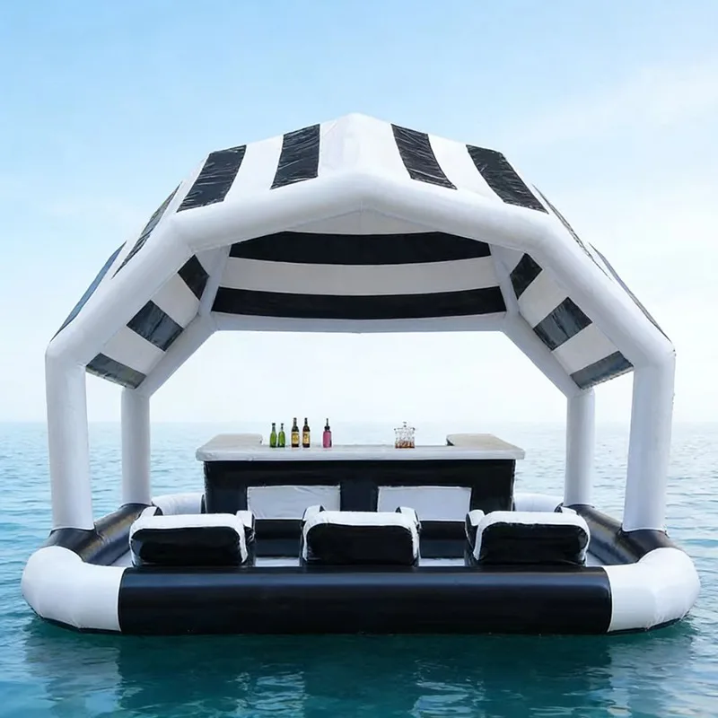 Commercial Inflatable Floating Pool Bar with Seats, for Pool Beach Party, in Stock & Customizable