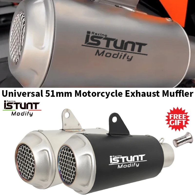 Slip On Universal Motorcycle Escape Muffler Modified Exhaust Pipe 51MM DB Killer For GSX250R BK750 KTM790 890 Ninja400 390 ADV