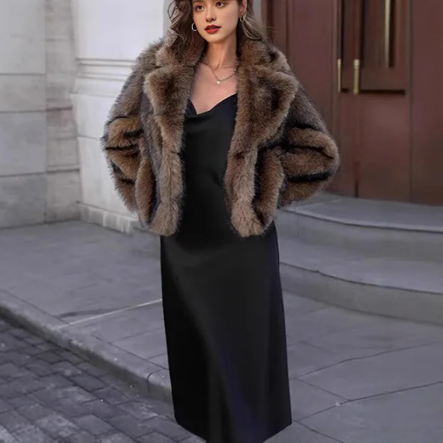 2026 Winter Ins Hot Fashion Girls Oversized Gradient Faux Fur Coat Women Thick Warm Outerwear Fluffy Faux Fox Fur Jacket Coats